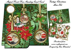 Shaped Front Free Standing Easel - Vintage Christmas