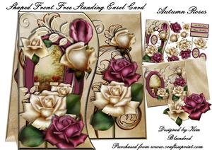 Shaped Front Free Standing Easel - Antique Roses