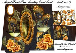 Shaped Front Free Standing Easel - Cocktails & Masquerade