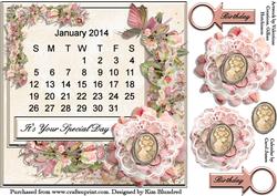 Floral Calendar Card - January