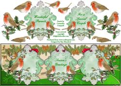 Tri-panel - Traditional Christmas Robin - Large Dl Landscape