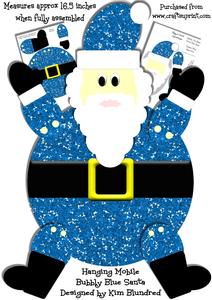 Hanging Mobile Bubbly Blue Santa