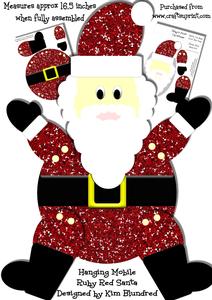 Hanging Mobile Ruby Red Santa