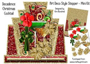 Decadence Christmas Cocktail, Red & Gold Art Deco Stepper