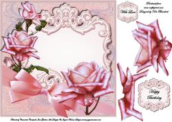 Large Fancy Panel Card - Dusky Pink Roses