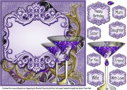 Large Fancy Panel - Cocktail Night - Deep Purple