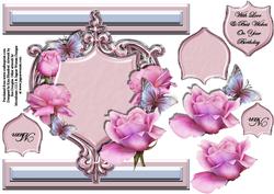 I Card Front Shield Card - Pink Roses