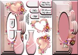 Scalloped-edge Vase Aperture - Pink Heart Flowers
