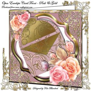 Open Envelope Card Front Mini Kit - Pink & Gold