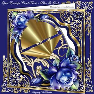 Open Envelope Card Front Mini Kit - Blue & Gold