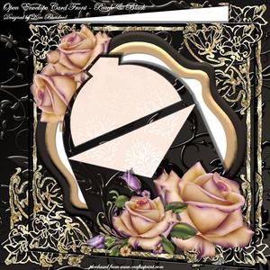 Open Envelope Card Front - Black & Peach