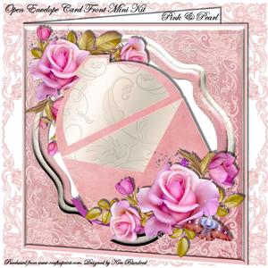 Open Envelope Card Front Mini Kit - Pink & Pearl