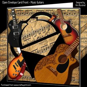 Open Envelope Card Front Mini Kit - Music Guitars