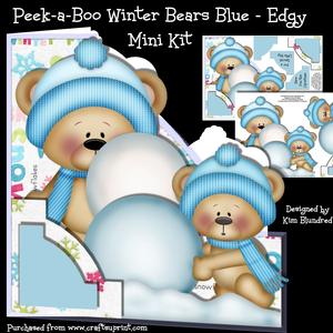 Peek-a-boo Winter Bears Blue - Edgy - Mini Kit