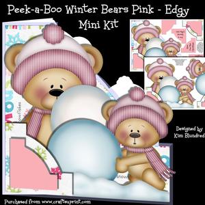 Peek-a-boo Winter Bears Pink - Edgy - Mini Kit