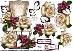 Vintage Lounging - Antique Vanity Chair & Roses