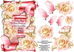 Birthday Rose Scroll - A5 Topper