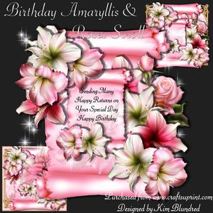 Birthday Amaryllis & Roses Scroll - Mini Kit