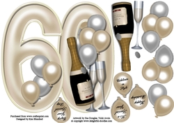 60th Birthday Large Shaped Card Front Female