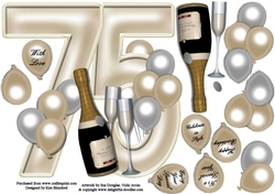 75th Birthday Large Shaped Card Front Female