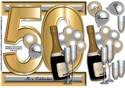 I Card Front Golden Wedding Anniversay - 50 Years - Golden Numbers