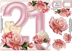 Special Birthday Roses, Cupcakes & Balloons Age 21