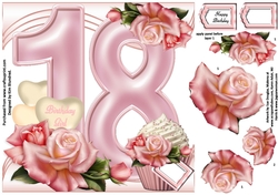 Special Birthday Roses, Cupcakes & Balloons Age 18