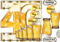 Birthday BEER Celebration - 40 Today - Single Sheet