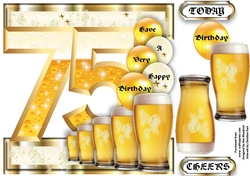 Birthday BEER Celebration - 75 Today - Single Sheet