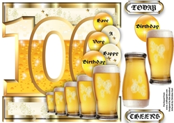 Birthday BEER Celebration - 100 Today - Single Sheet