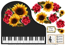 Baby Grand Piano - Black 11 - Summer Flowers