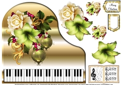 Baby Grand Piano - Gold 2 - Winters Blooms