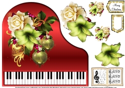 Baby Grand Piano - Red 2 - Winters Blooms
