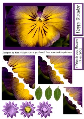 Purple Pansy Friend Birthday Topper