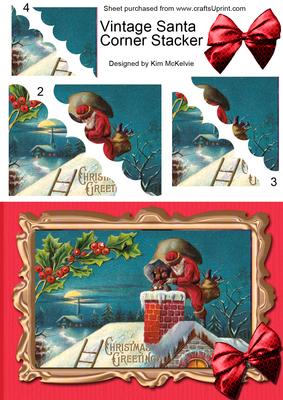 Vintage Christmas Santa Scalloped Corner Stacker
