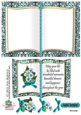 Floral Decoupage Birthday Book Card