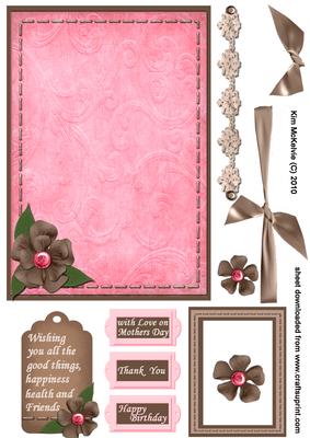 Pink Embossed Card with Brown Trim