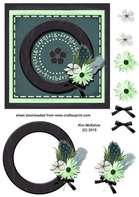 Feather & Flower Frame Birthday Card