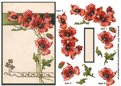 Vintage Poppy Decoupage Sheet