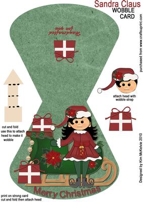 Sandra Claus Christmas Shaped Wobble Card