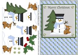 Christmas Snowman Decoupage Card Front