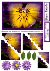 Purple Pansy Friend Birthday Topper