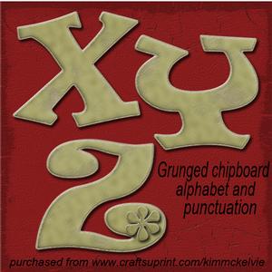 Warm Olive Grunge Chipboard Alphabet
