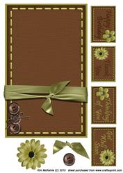 Stitched Brown Button and Bow Card