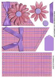 Pink Stitched Tri-fold Floral Card