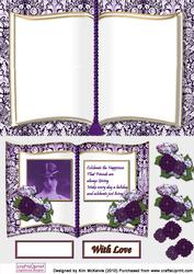 Purple Damask Vintage Friend Book Card Front