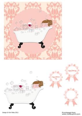 Lady Relaxing in the Bath with a Glass of Wine