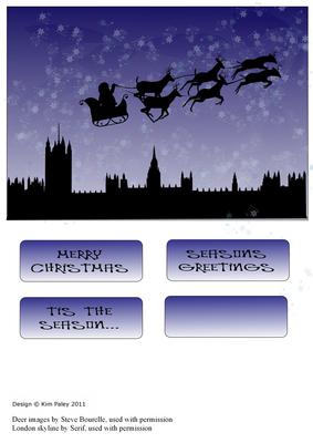 Santa's Sleigh and Reindeer Flying Over London