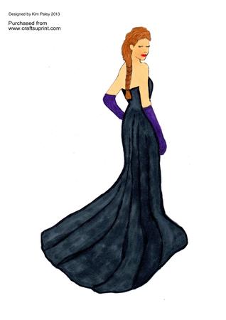 Elegant Lady in Black Evening Gown