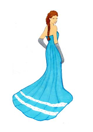 Elegant Lady in Turquoise Blue Evening Gown